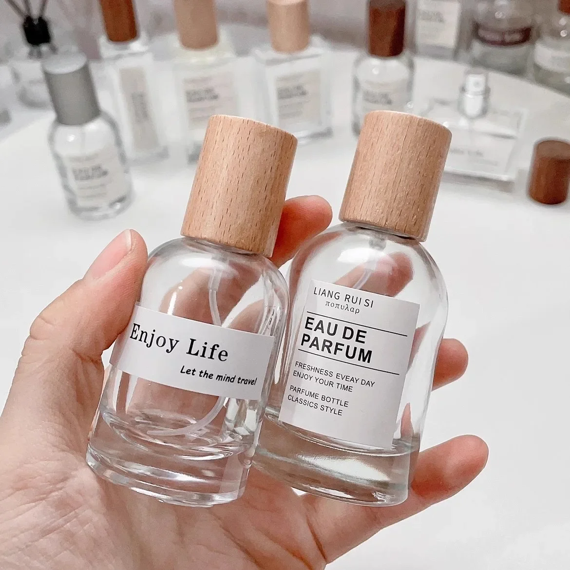 Perfume Fragrance Story - 30/50ML Glazen Parfumflesje Sprayfles Houten Dop